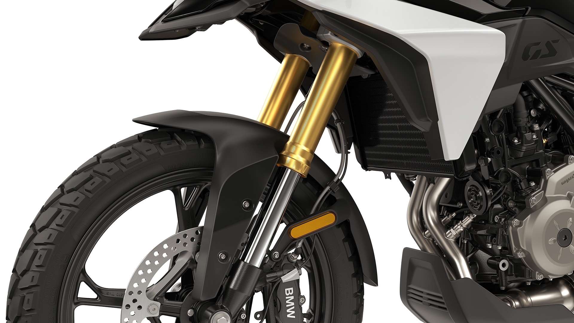 BMW Motorrad F 450 GS’in 43 mm, altın renkli anodize ters çatalı