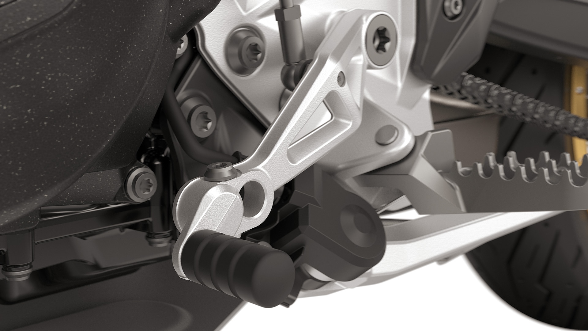 Ayarlanabilir vites değiştirme ve fren kolu BMW Motorrad F 900 GS ile birlikte standart olarak sunuluyor.