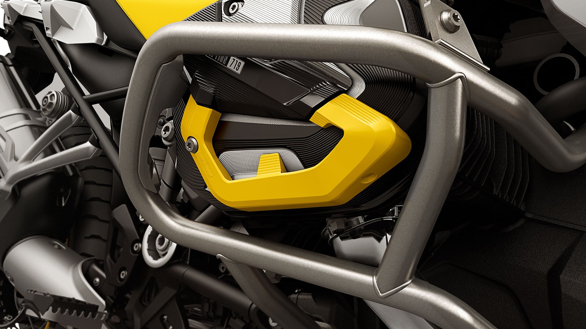 Siyah ve sarı Option 719 silindir kafası kapağı | BMW Motorrad Türkiye