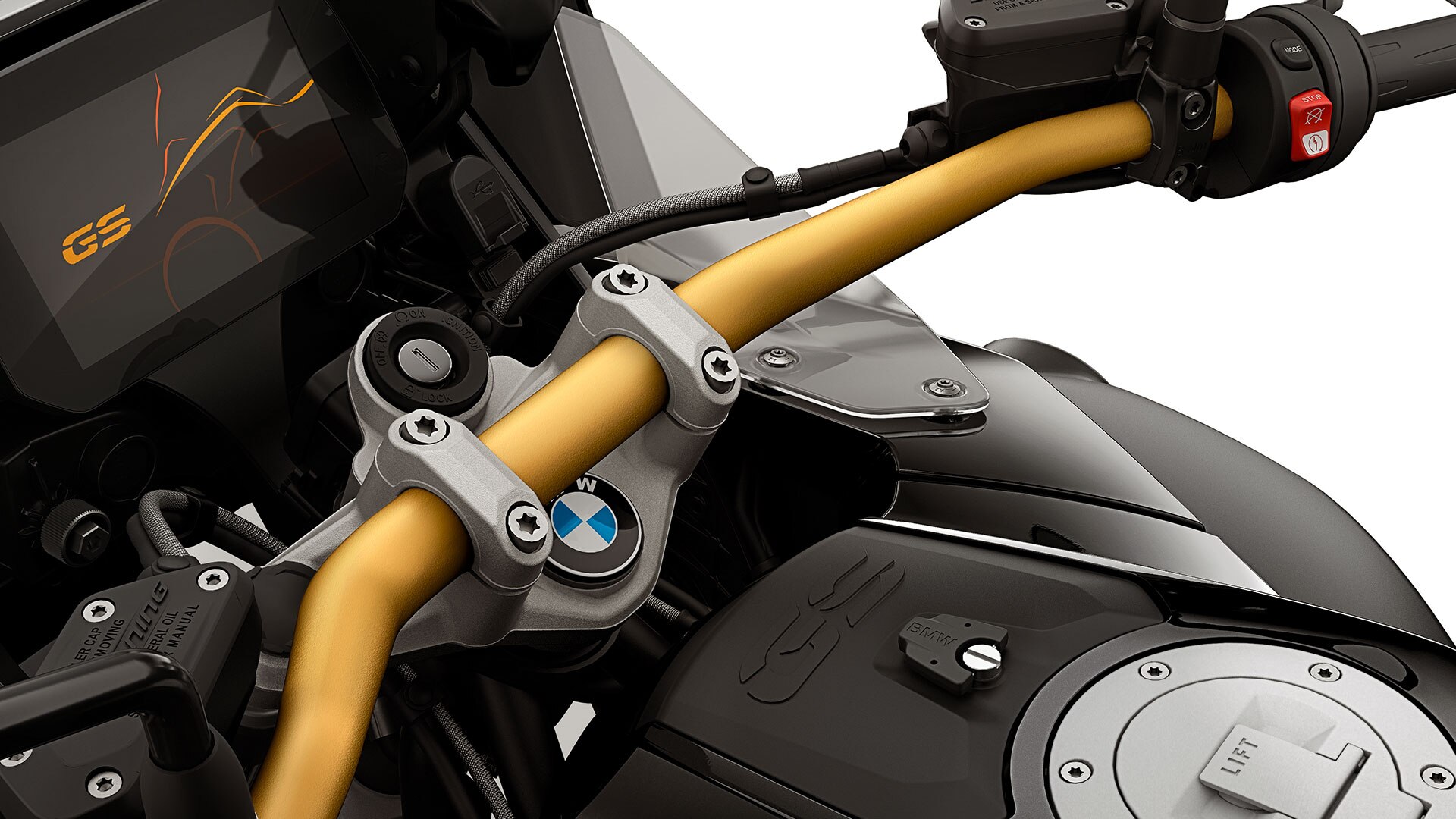 Saklama bölmesiyle altın rengi gidonlar | BMW Motorrad Türkiye