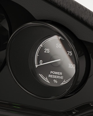 Daire şeklinde geleneksel bir gösterge formundaki Güç Rezervi göstergesi.