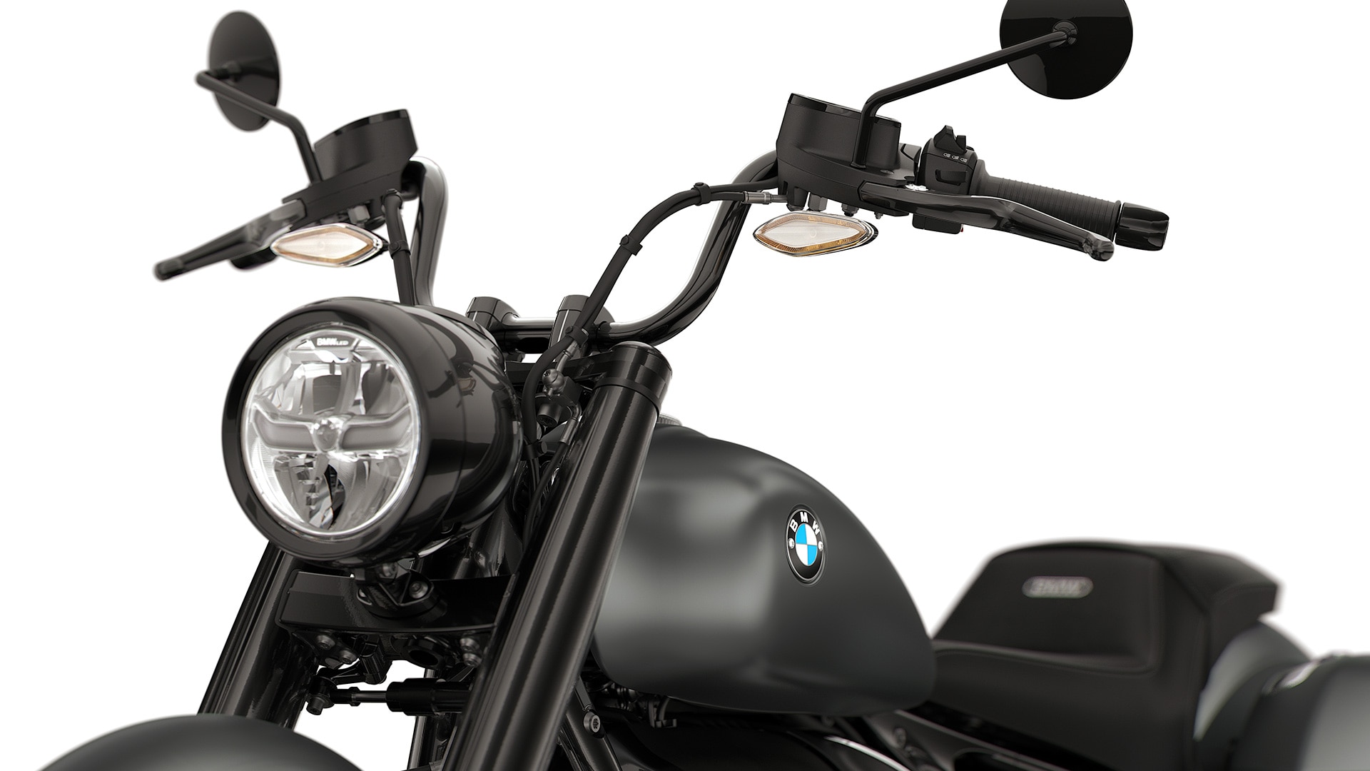 BMW Motorrad R 18 Roctane'in “ape hanger” tipi mini gidonunun detaylı görseli