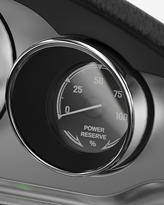 Daire şeklinde geleneksel bir gösterge formundaki Güç Rezervi göstergesi.