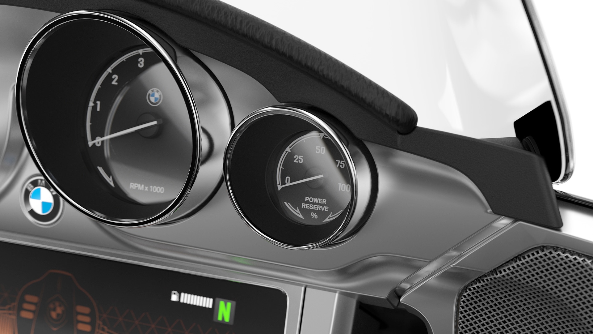 Daire şeklinde geleneksel bir gösterge formundaki Güç Rezervi göstergesi.