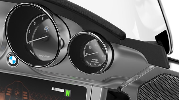 Daire şeklinde geleneksel bir gösterge formundaki Güç Rezervi göstergesi.