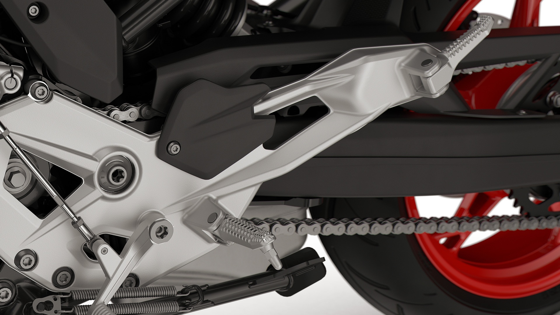 BMW Motorrad F 900 R’ın frezelenmiş ayak dayamaları ve ayakla kumanda kolları