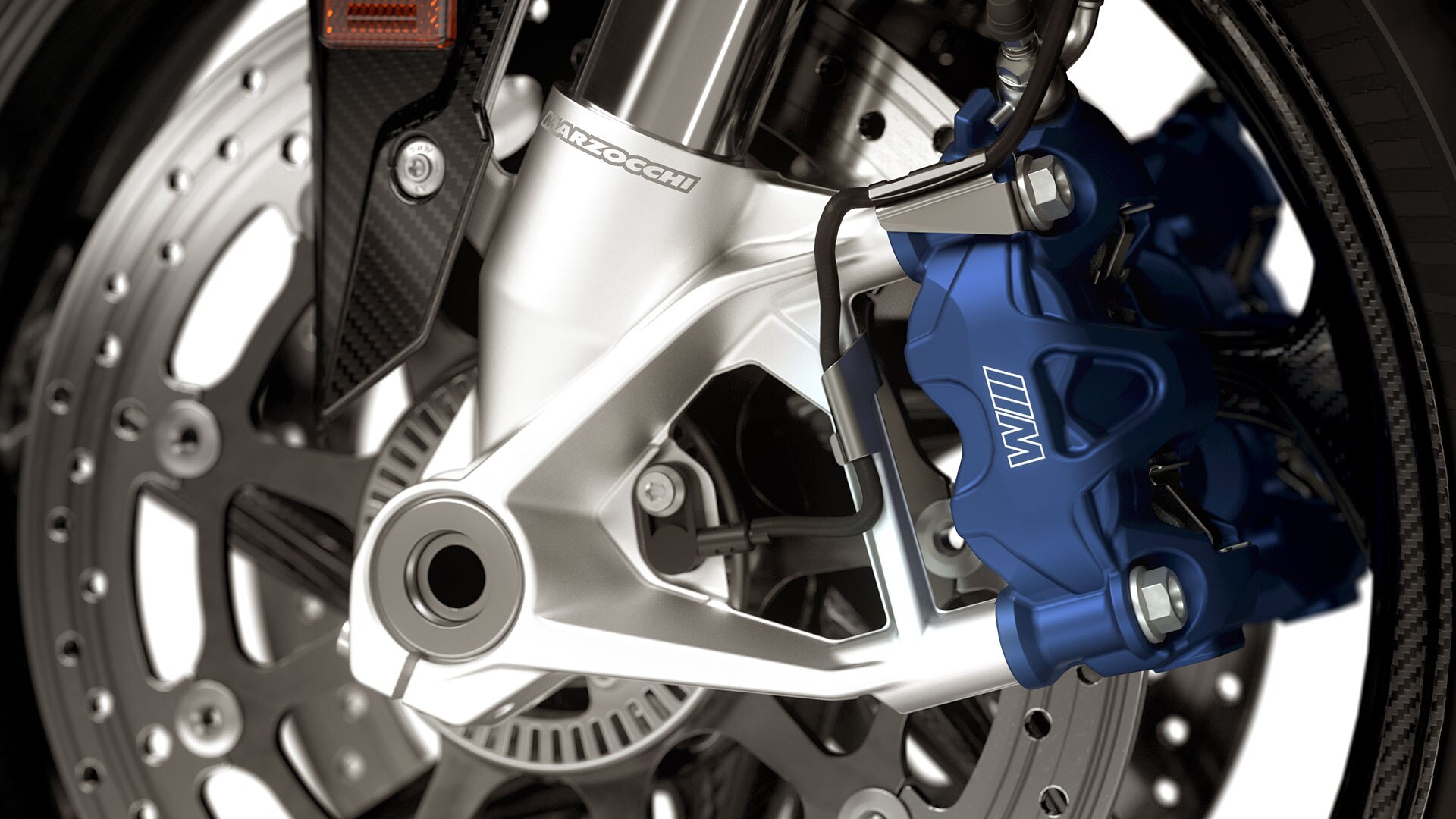BMW M 1000 RR | BMW Motorrad Türkiye - Mavi fren pistonuyla M RR’ın M freni.