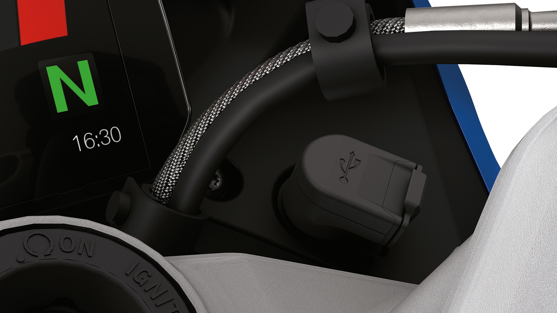 R 1250 RS’in USB şarj soketi
